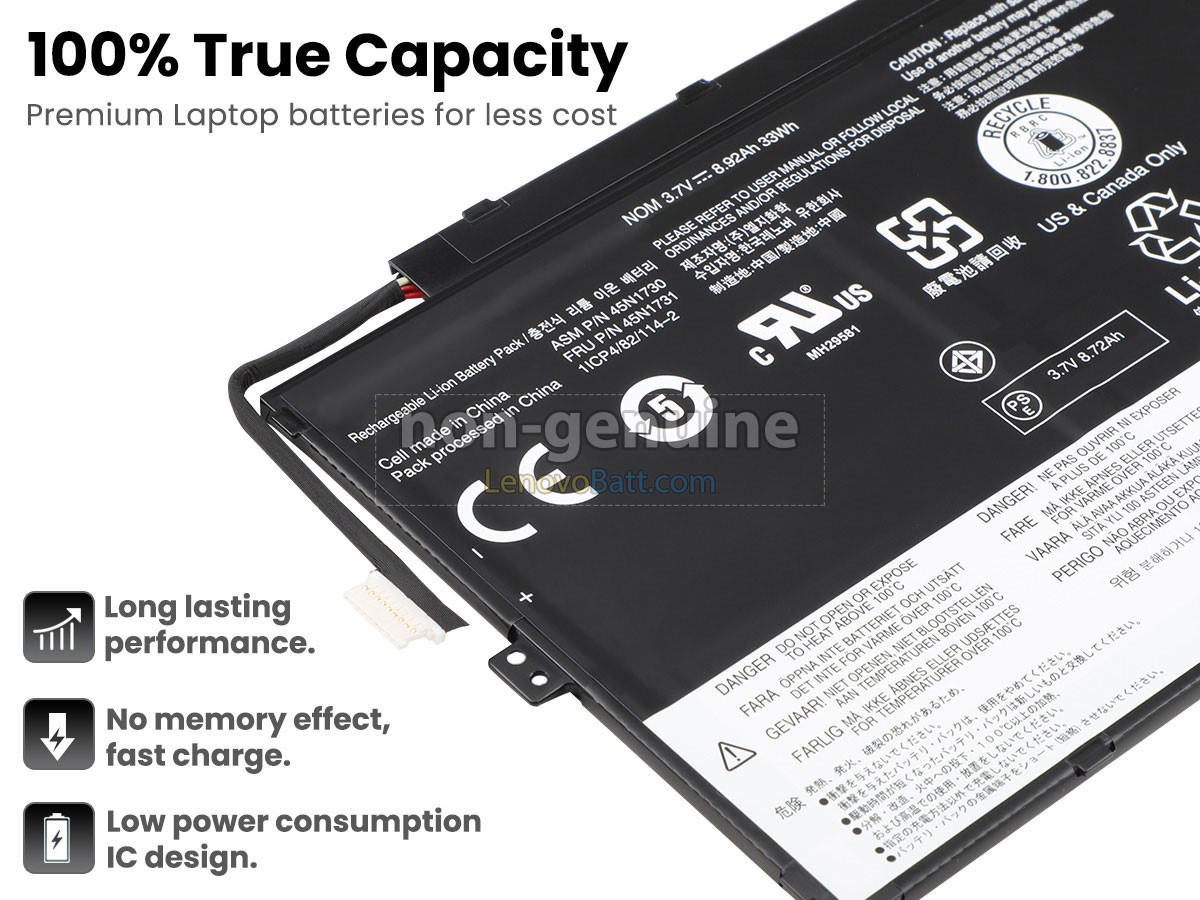 3.7V 33Wh Lenovo 45N1732 battery
