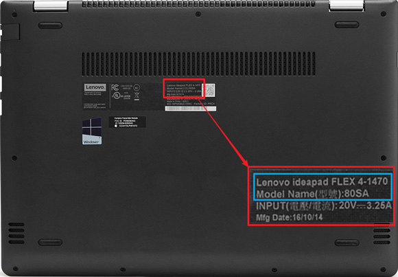 How to find the model number of Lenovo laptop? 