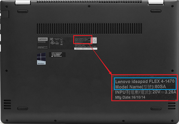 How to find the model number of Lenovo laptop?