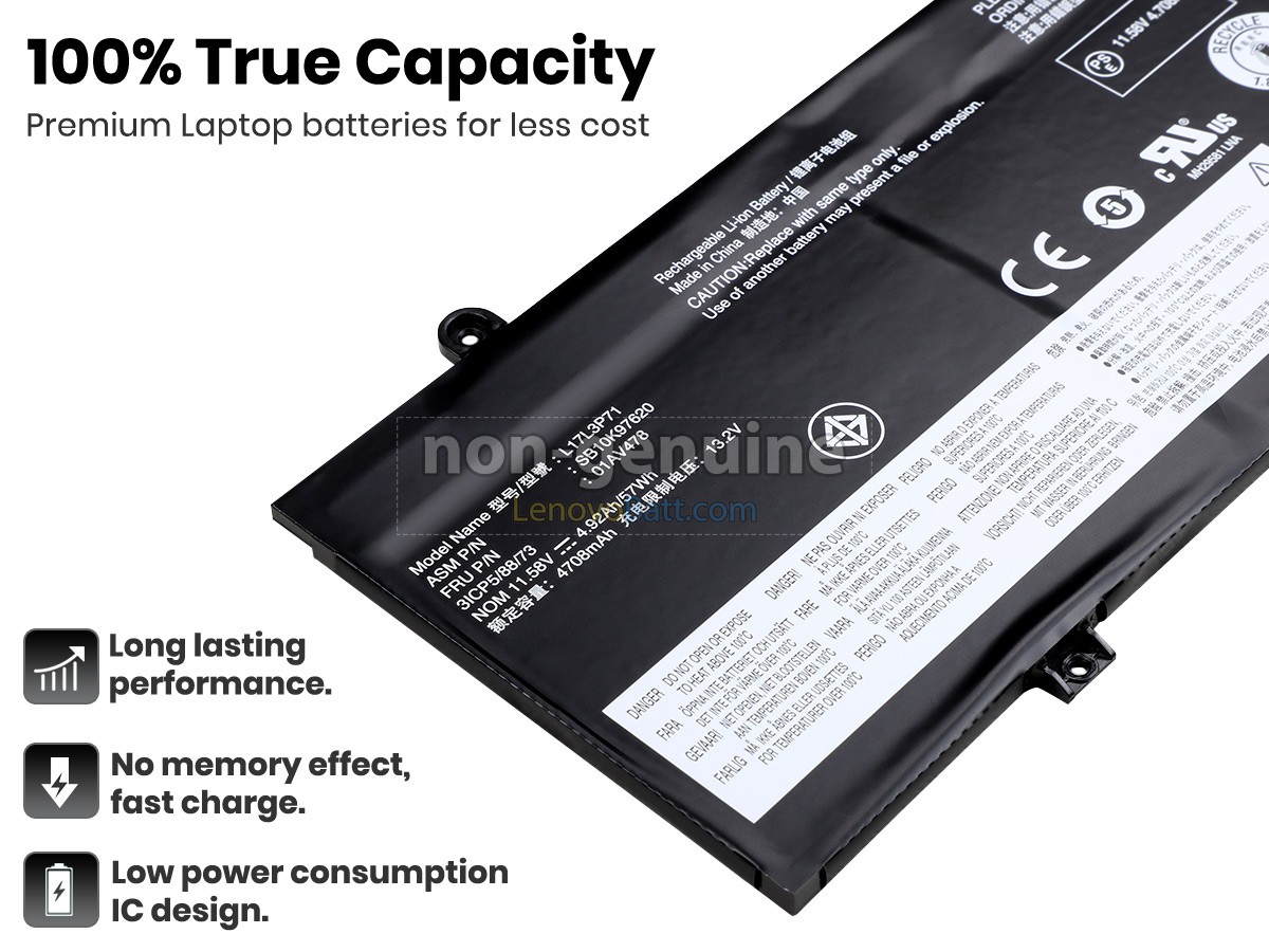11.52V 57Wh Lenovo ThinkPad T480S battery