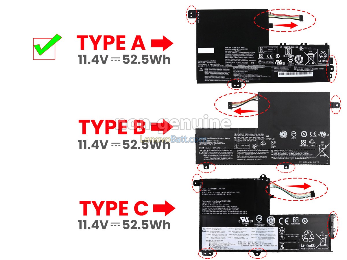 11.4V 52.5Wh Lenovo FLEX 5-1470-80XA000YUS battery