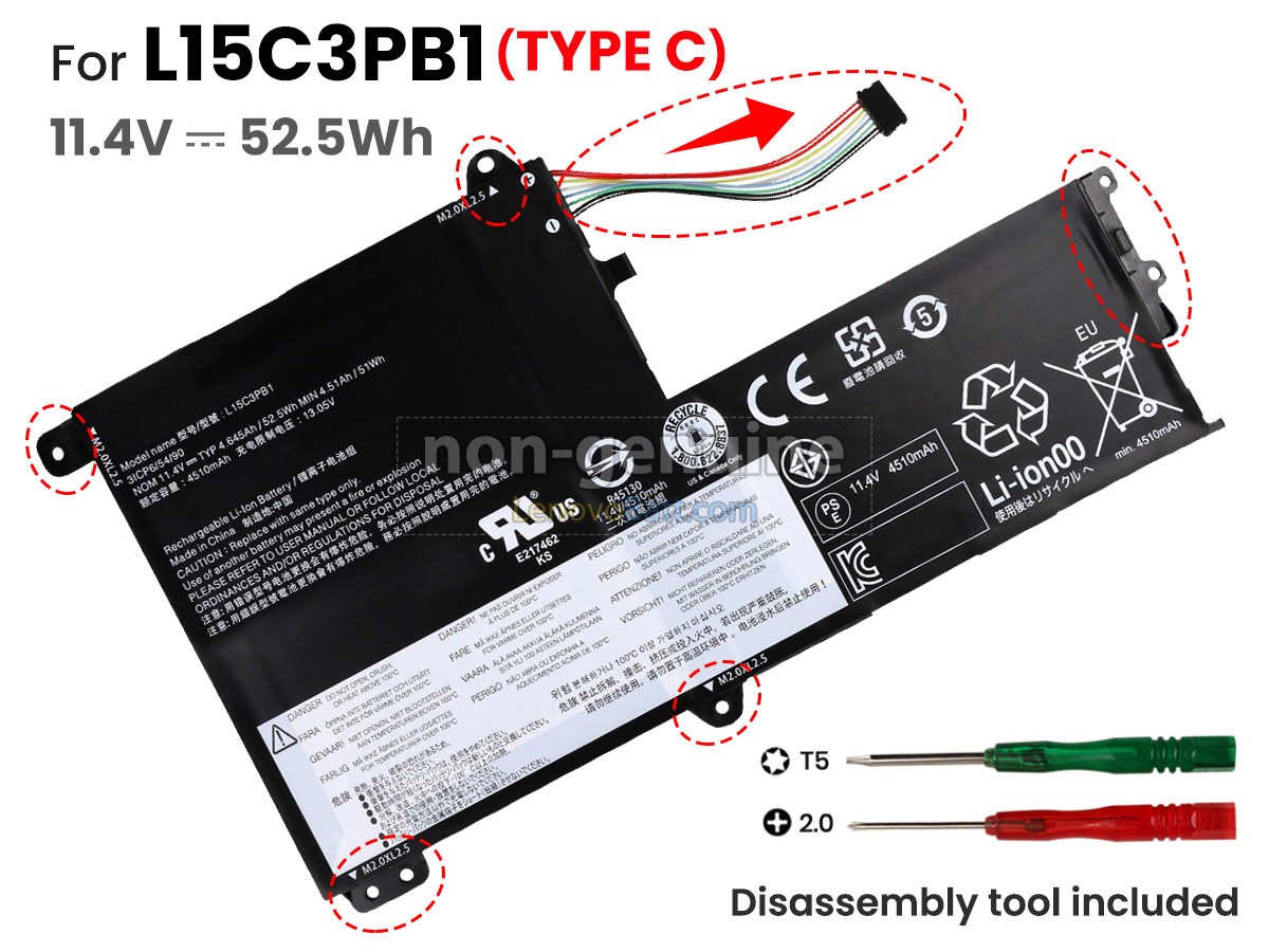 11.4V 52.5Wh Lenovo FLEX 5-1570-80XB/81CA battery