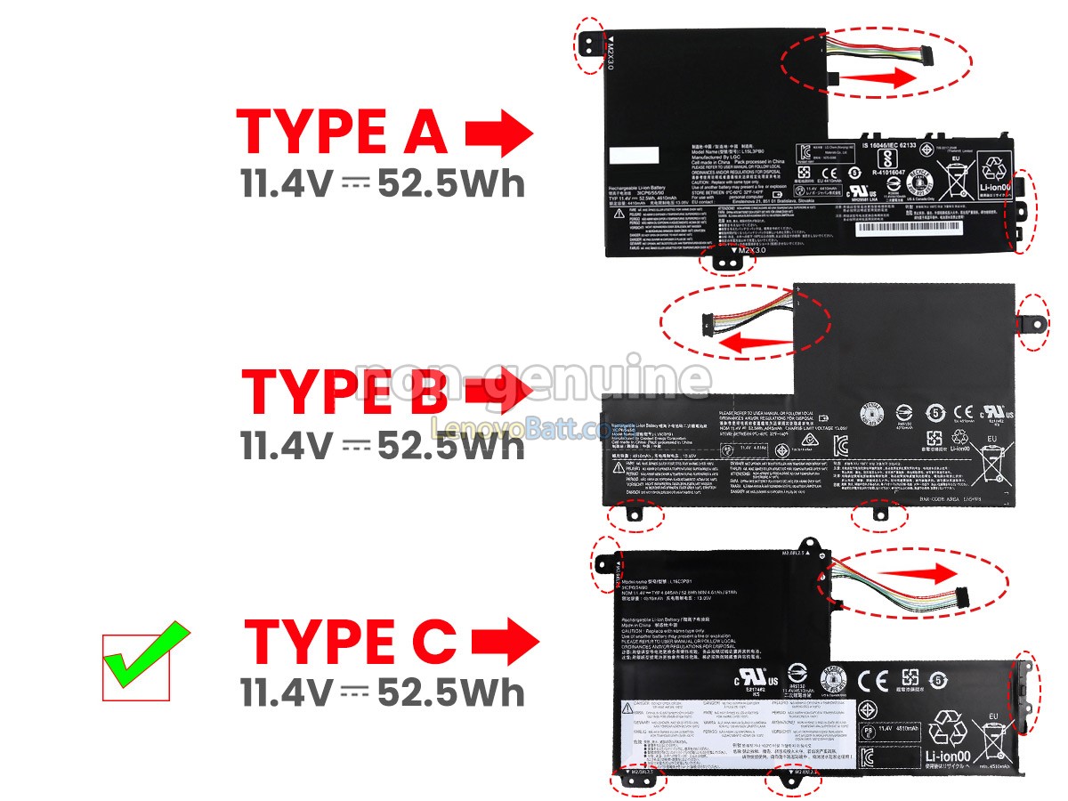 11.4V 52.5Wh Lenovo FLEX 5-1570-80XB/81CA battery
