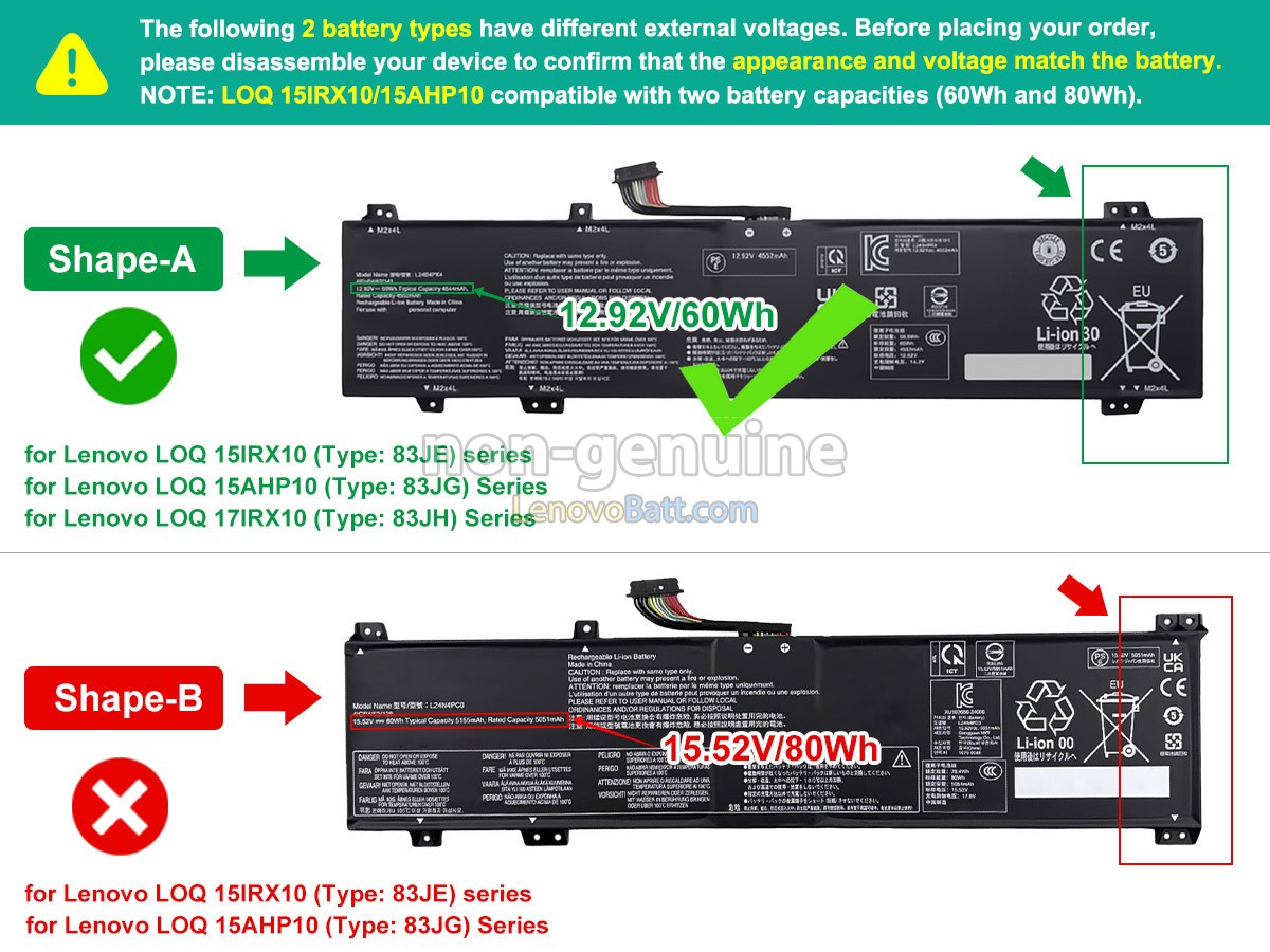 Lenovo LOQ 15IRX10-83JE00B0SC battery replacement