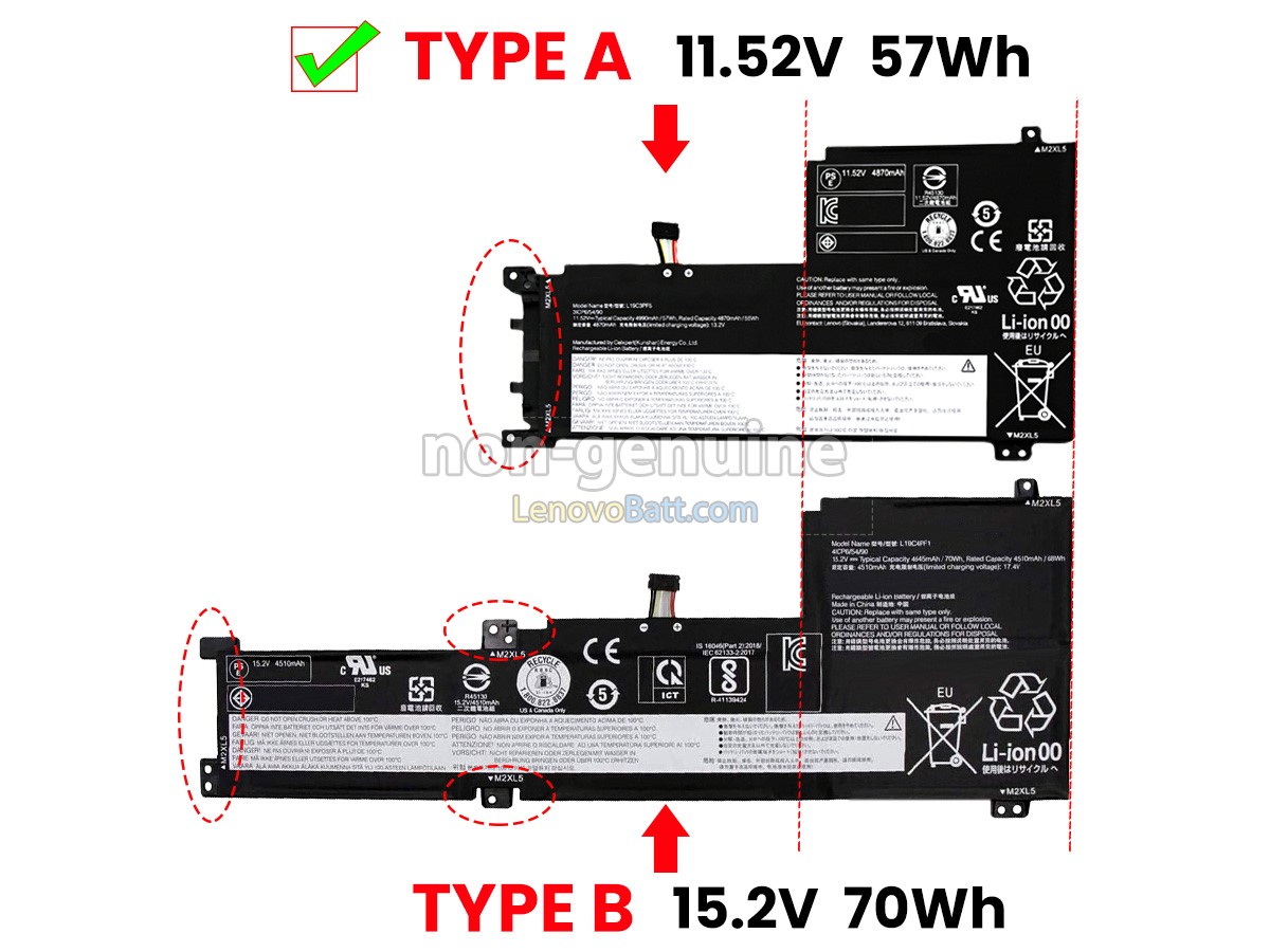 11.52V 57Wh Lenovo IdeaPad 5-15IIL05-81YK003VMZ battery